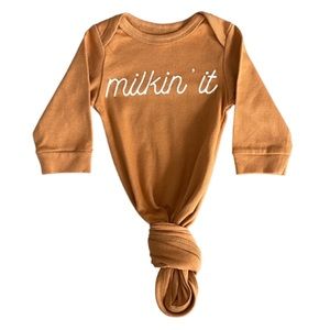 NWOT | BITSY | Brown Milkin’ It Knotted Gown NEWBORN